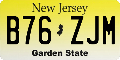 NJ license plate B76ZJM