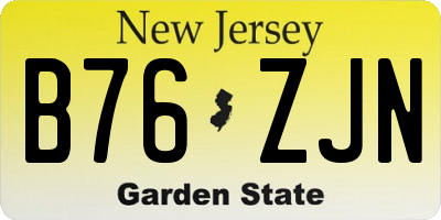NJ license plate B76ZJN