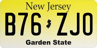 NJ license plate B76ZJO