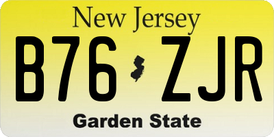 NJ license plate B76ZJR