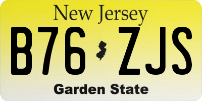 NJ license plate B76ZJS