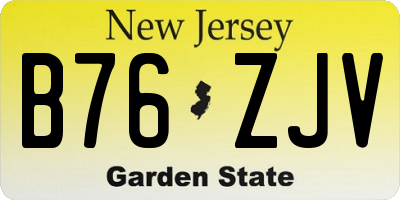 NJ license plate B76ZJV