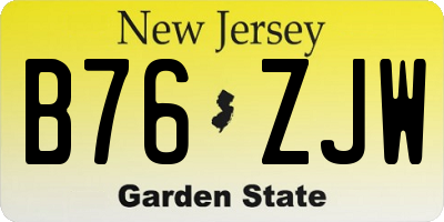 NJ license plate B76ZJW