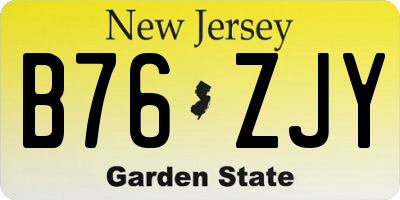 NJ license plate B76ZJY