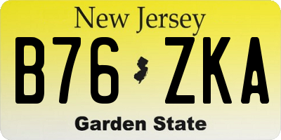 NJ license plate B76ZKA