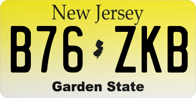 NJ license plate B76ZKB