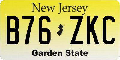 NJ license plate B76ZKC
