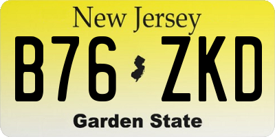 NJ license plate B76ZKD