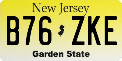 NJ license plate B76ZKE
