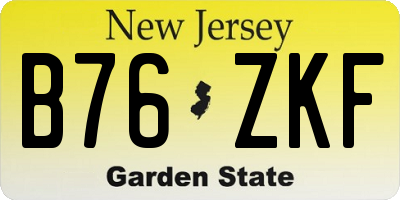 NJ license plate B76ZKF