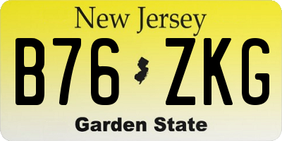 NJ license plate B76ZKG