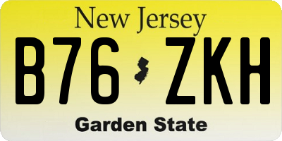 NJ license plate B76ZKH