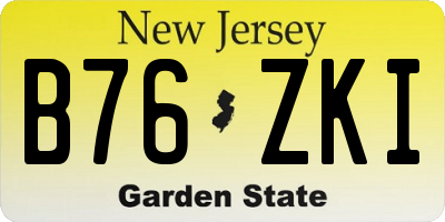 NJ license plate B76ZKI