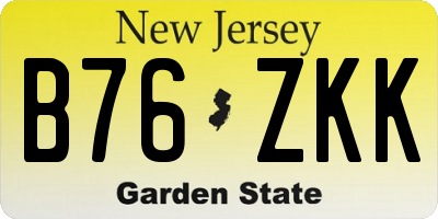 NJ license plate B76ZKK