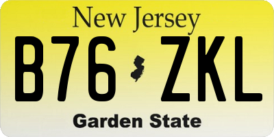 NJ license plate B76ZKL