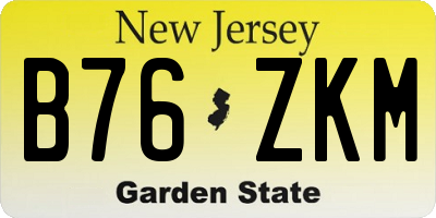 NJ license plate B76ZKM