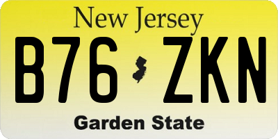 NJ license plate B76ZKN