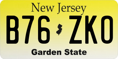 NJ license plate B76ZKO