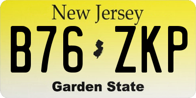 NJ license plate B76ZKP