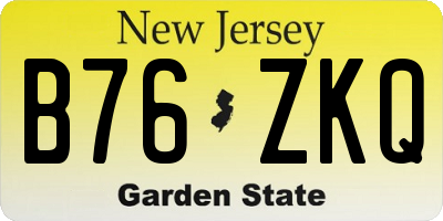 NJ license plate B76ZKQ