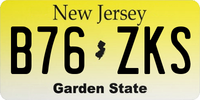 NJ license plate B76ZKS