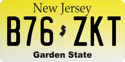 NJ license plate B76ZKT