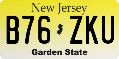 NJ license plate B76ZKU