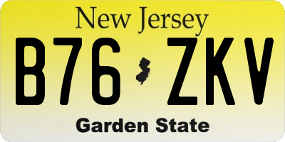 NJ license plate B76ZKV