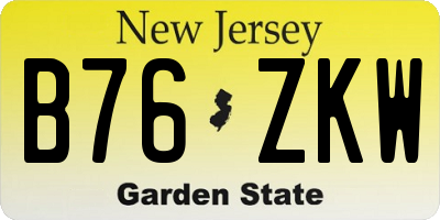 NJ license plate B76ZKW