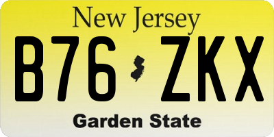 NJ license plate B76ZKX