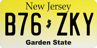 NJ license plate B76ZKY