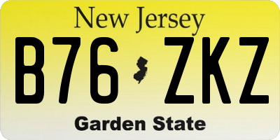 NJ license plate B76ZKZ