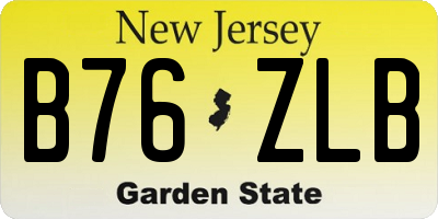 NJ license plate B76ZLB