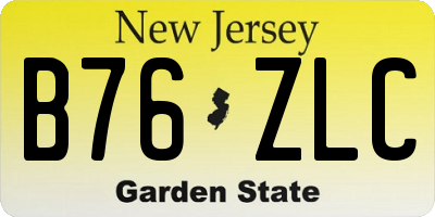 NJ license plate B76ZLC