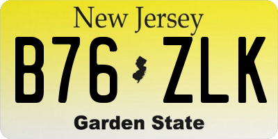 NJ license plate B76ZLK