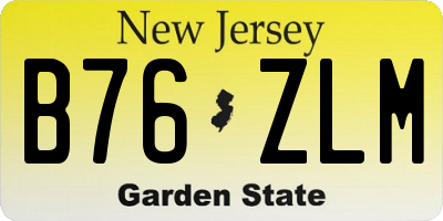 NJ license plate B76ZLM