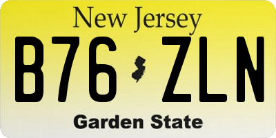 NJ license plate B76ZLN
