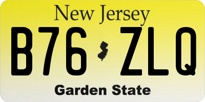 NJ license plate B76ZLQ