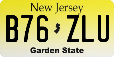 NJ license plate B76ZLU