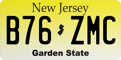 NJ license plate B76ZMC