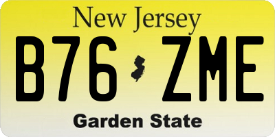 NJ license plate B76ZME