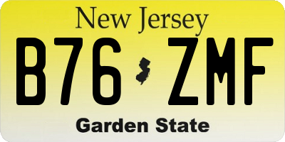 NJ license plate B76ZMF