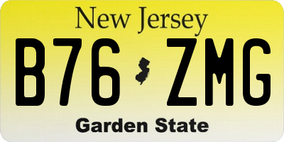 NJ license plate B76ZMG