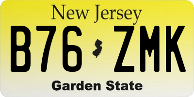 NJ license plate B76ZMK
