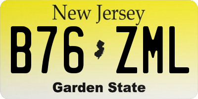 NJ license plate B76ZML