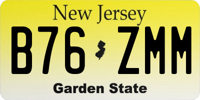 NJ license plate B76ZMM
