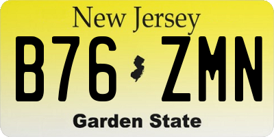 NJ license plate B76ZMN