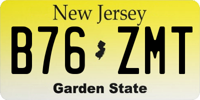 NJ license plate B76ZMT