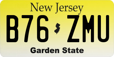 NJ license plate B76ZMU