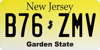 NJ license plate B76ZMV